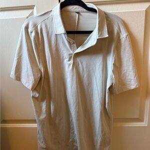 Lululemon Men's Classic Polo Shirt - pale yellow and Light Gray stripes